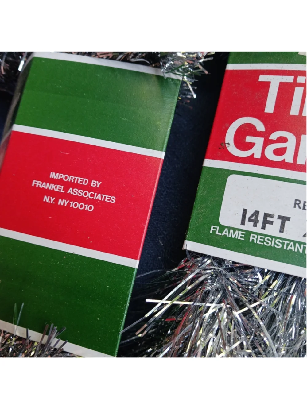 VTG Tinsel Garland Lot Of 2 NOS 14 Ft * 2 Indoor Outdoor Flame Resistant
